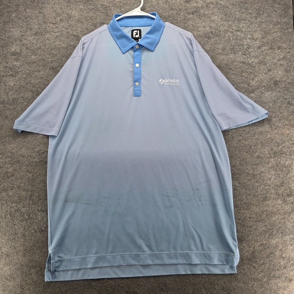 Footjoy Golf Polo Shirt Mens XL Short Sleeve Blue Check Performance
